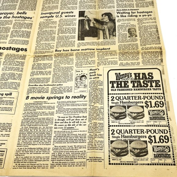 Vtg Collectible 1981 Cleveland Press Ronald Reagan Hostages are Freed Newspaper - Picture 6 of 9